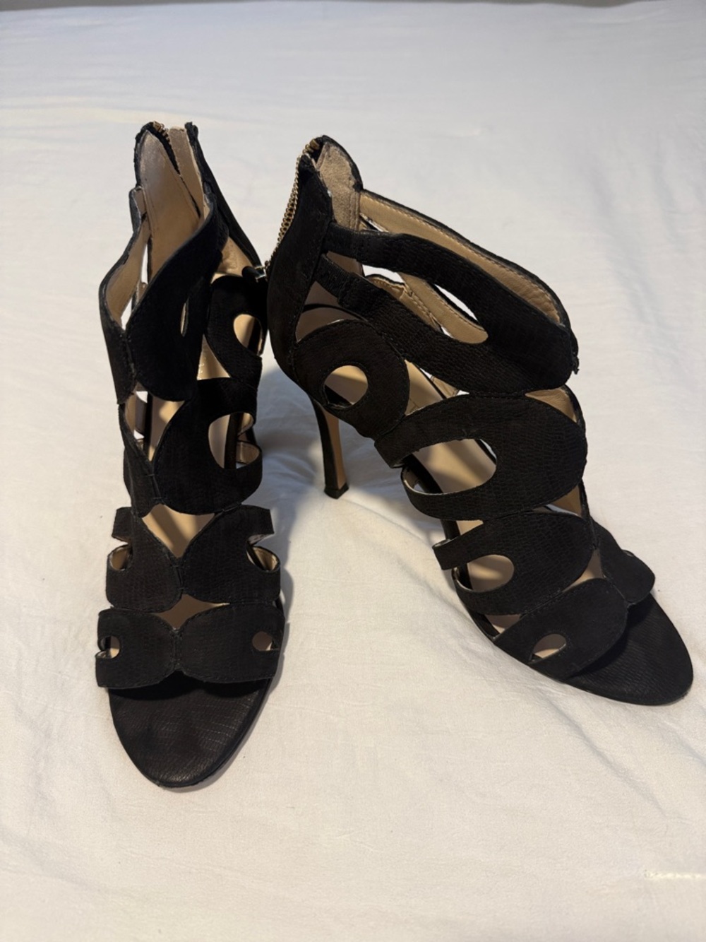 Nine West Women's Black Cutout High Heel Sandals Size 7.5